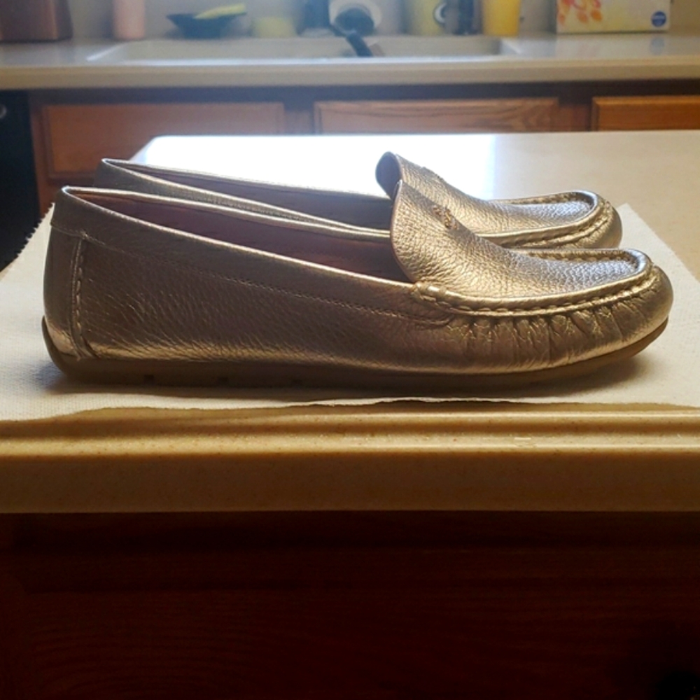 Coach Women's Driving Mocs/Loafers Size 7.5, Gold, EUC
